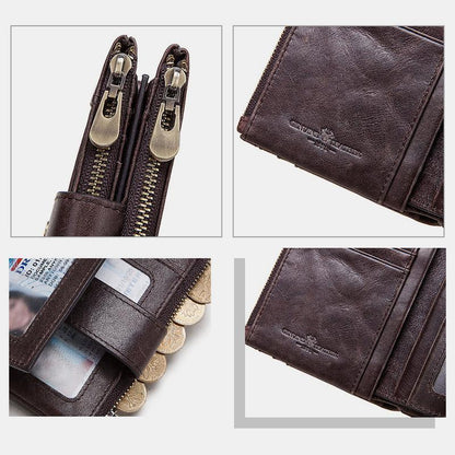 RFID Anti - Theft Large Capacity Genuine Leather Wallet with Chain – Secure & Stylish - VOTVO