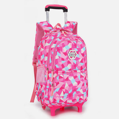Rolling Wheels School Bag for Girls – Colorful Printing Backpack with Adjustable Straps & Two-Wheel Design