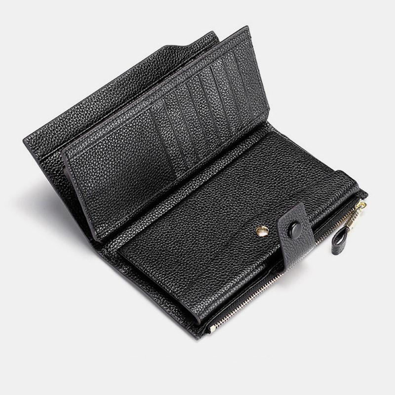 RFID Leather Retro Long Wallet with Zipper Pocket – Large Capacity Purse for Women
