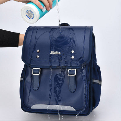 Reflective Girls & Boys School Backpack – Waterproof Faux Leather Kids Bookbag