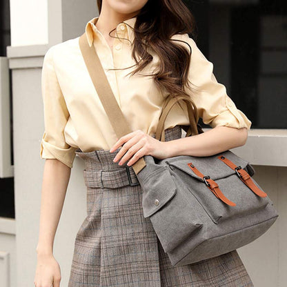 Large Capacity Women’s Canvas Tote – Casual Crossbody Shoulder Handbag Messenger Bag