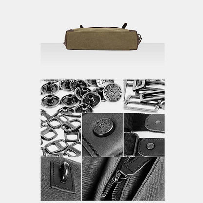 Messenger Bag for Men – Canvas Vintage Crossbody Handbag with Crazy Horse Leather, Casual Business Document Bag - VOTVO