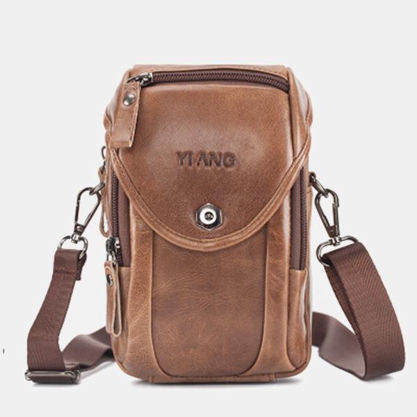 Men's Genuine Leather Phone Purse – Crossbody & Waist Bag for Daily Use
