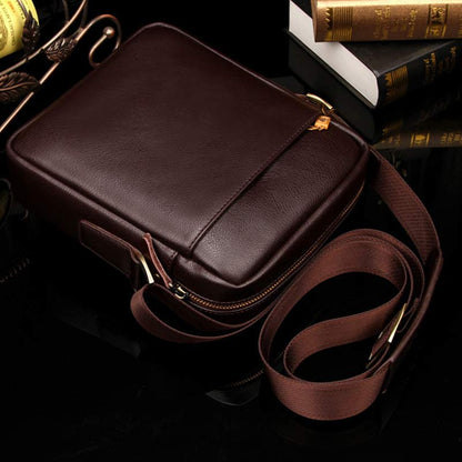 Men's Leather Crossbody Messenger Shoulder Bag for Work & Business – Small PU Leather Satchel