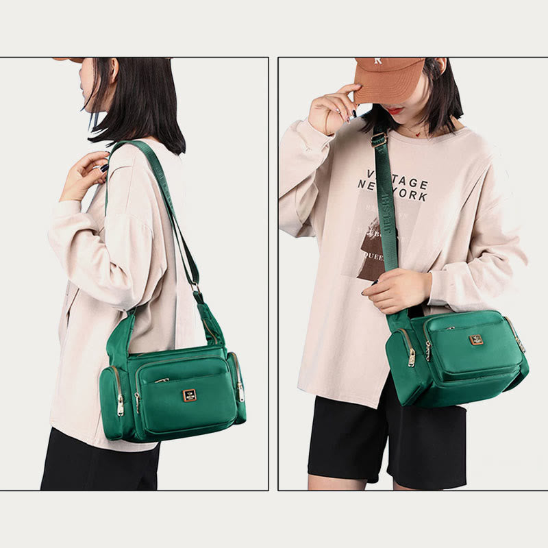 Borsa a tracolla in nylon per donna - Uso quotidiano, tasche multiple, tracolla regolabile