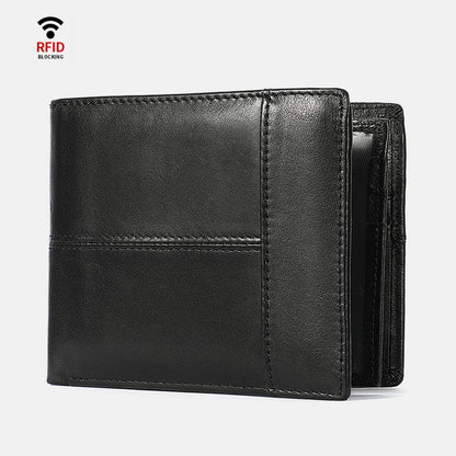 Retro Large Capacity RFID GenuineLeather Wallet