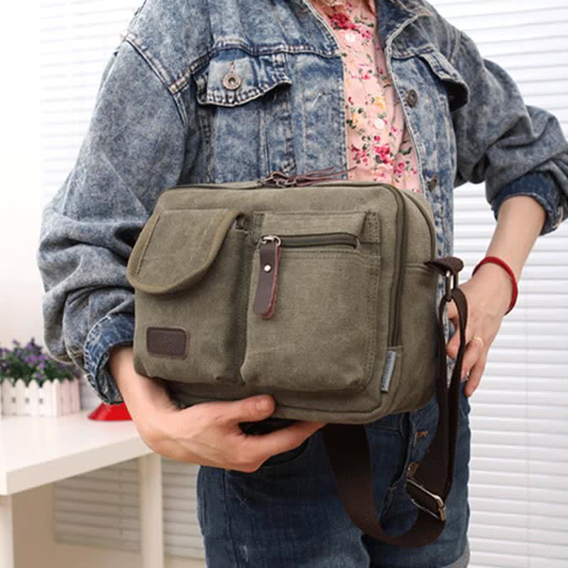 Borsa a tracolla in tela retrò da uomo - Borsa a tracolla casual