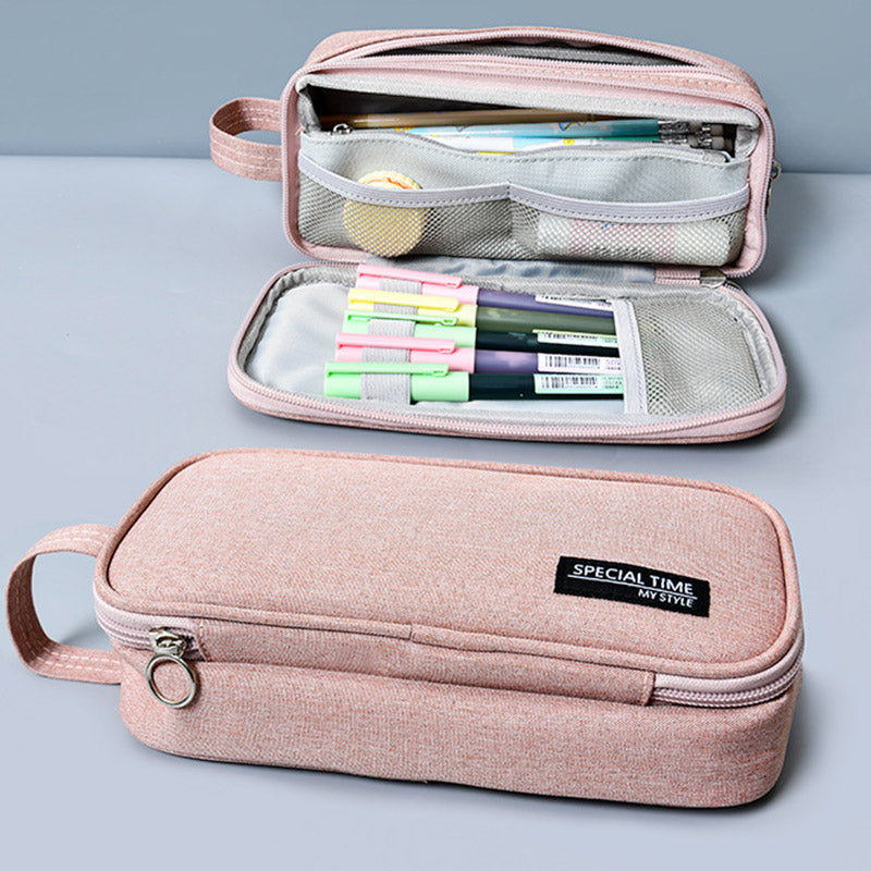 Large Capacity Canvas Pencil Case – Durable Pen Pouch for Office & School