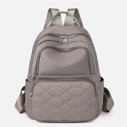 Quilted Nylon Backpack for Women – Stylish Solid Color Travel Daypack