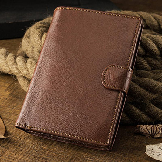 Premium Real Leather Large Capacity Vertical Wallet for Men – Slim, Durable & Stylish