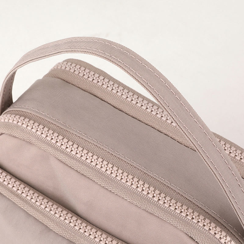 Small Nylon Crossbody Bag for Women – Triple Compartment Travel Purse