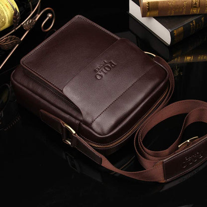 Men's Leather Crossbody Messenger Shoulder Bag for Work & Business – Small PU Leather Satchel