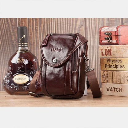Men's Genuine Leather Phone Purse – Crossbody & Waist Bag for Daily Use