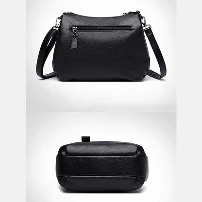 Triple Compartment Leather Handbag for Women Small Casual Crossbody Shoulder Bag - VOTVO