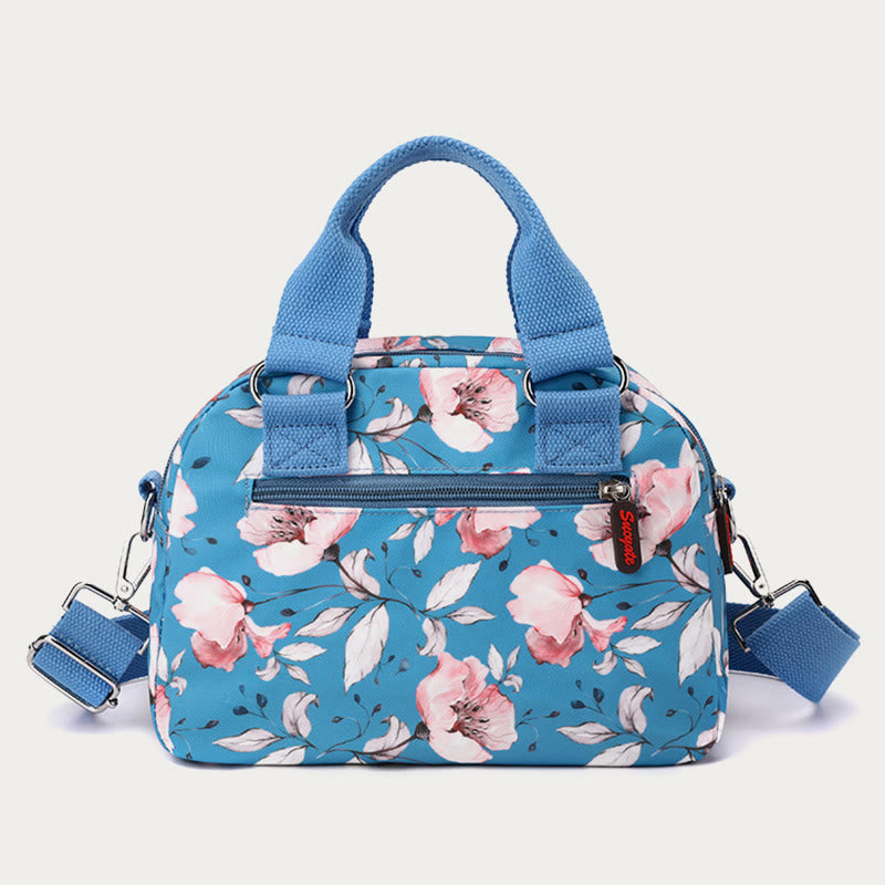 Nylon Crossbody Bag for Women - Colorful Flower Print Handbag with Adjustable Strap