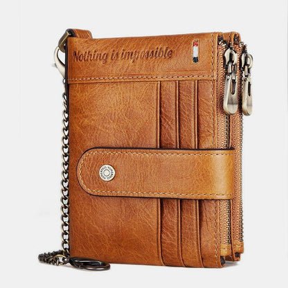 RFID Anti - Theft Large Capacity Genuine Leather Wallet with Chain – Secure & Stylish - VOTVO