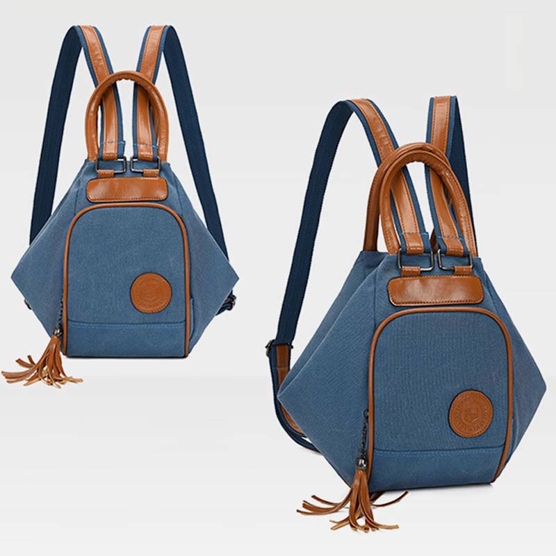 Multifunctional Women's Backpack with Tassel Decor – Durable Canvas Travel Daypack