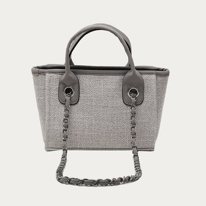 Crossbody Canvas Tote for Women – Chain Strap Bucket Bag