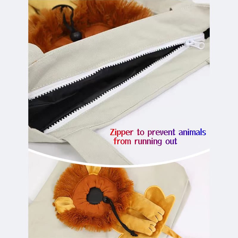 Pet Carrier for Small Animals - Travel Canvas Shoulder Bag with Cute Lion Design - VOTVO