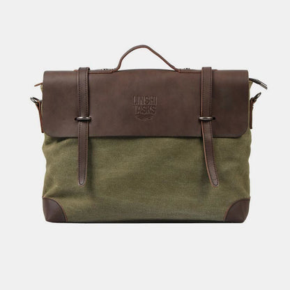 Messenger Bag for Men – Canvas Vintage Crossbody Handbag with Crazy Horse Leather, Casual Business Document Bag - VOTVO