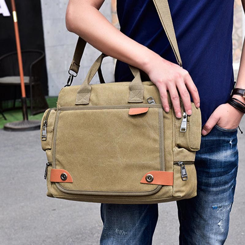 Messenger Bag for Men – Casual Canvas Multi-Pocket Crossbody Bag with Adjustable Strap