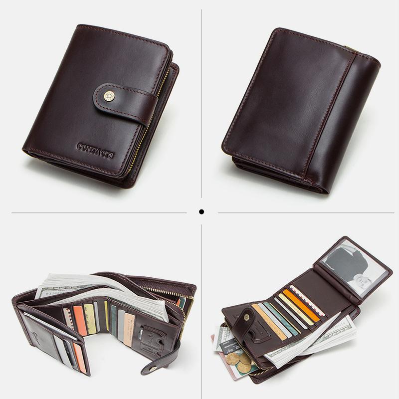 RFID GenuineLeather Multi - Card Buckle Wallet - VOTVO