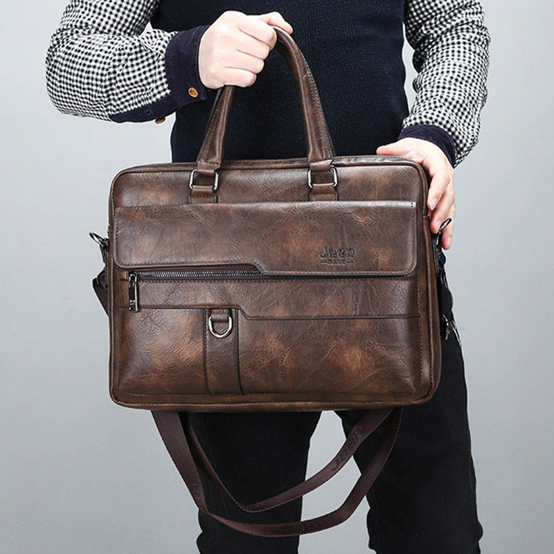 Lightweight PU Leather Messenger Bag – Slim Business Briefcase for Men