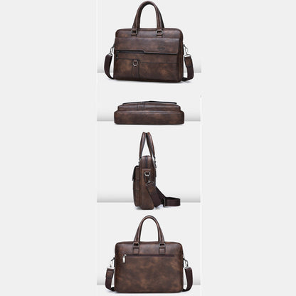 Lightweight PU Leather Messenger Bag – Slim Business Briefcase for Men
