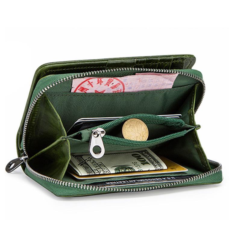 Genuine Leather Two Fold Multi-function Short Wallet