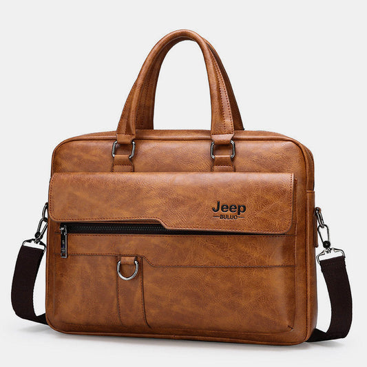 Lightweight PU Leather Messenger Bag – Slim Business Briefcase for Men