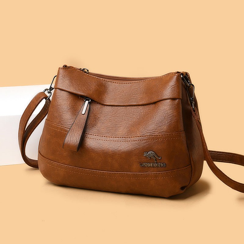 Triple Compartment Leather Handbag for Women Small Casual Crossbody Shoulder Bag - VOTVO