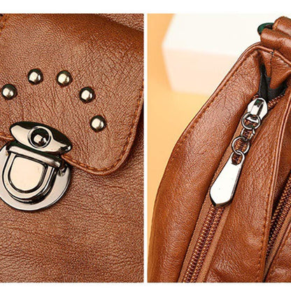 Retro Faux Leather Crossbody Bag for Women – Small Shoulder Purse for Daily Use