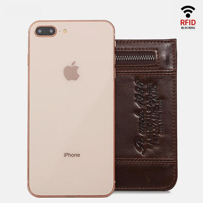 Portafoglio bifold RFID di grande capacità per uomo - Retro in vera pelle con 20 scomparti per carte e tasche con cerniera