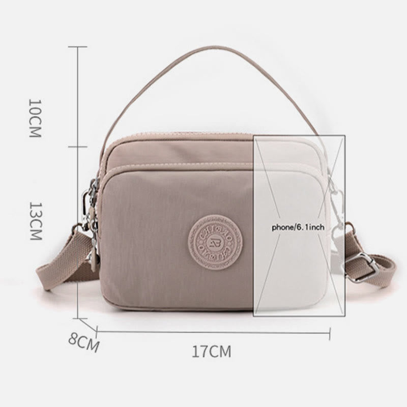 Small Nylon Crossbody Bag for Women – Triple Compartment Travel Purse