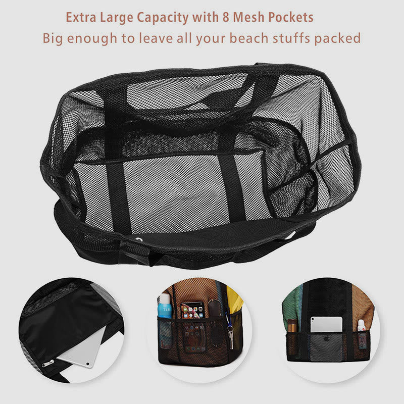 Large Capacity Beach Bag for Holiday Travel – Portable Mesh Shoulder Bag