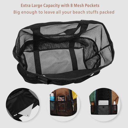 Large Capacity Beach Bag for Holiday Travel – Portable Mesh Shoulder Bag