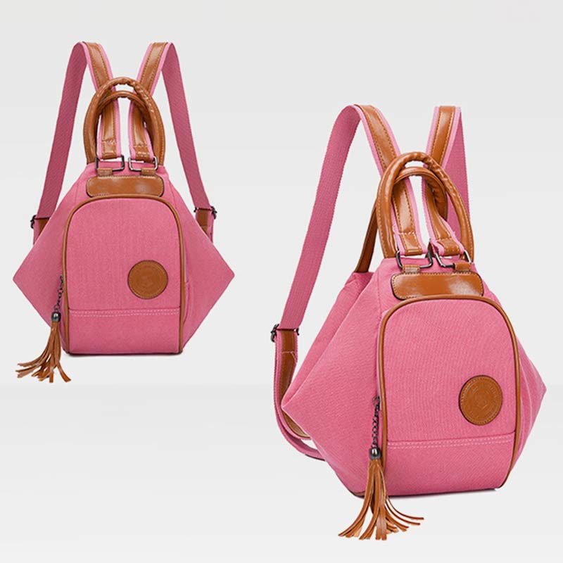 Multifunctional Women's Backpack with Tassel Decor – Durable Canvas Travel Daypack