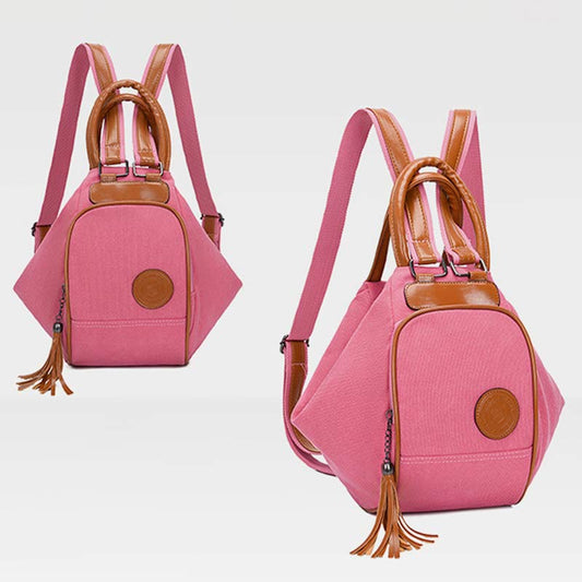 Multifunctional Women's Backpack with Tassel Decor – Durable Canvas Travel Daypack
