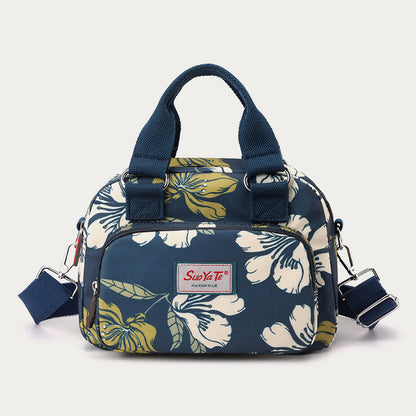 Nylon Crossbody Bag for Women - Colorful Flower Print Handbag with Adjustable Strap