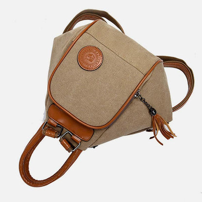 Multifunctional Women's Backpack with Tassel Decor – Durable Canvas Travel Daypack