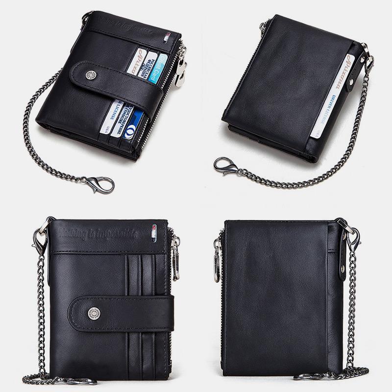 RFID Anti - Theft Large Capacity Genuine Leather Wallet with Chain – Secure & Stylish - VOTVO