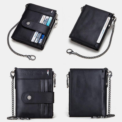 RFID Anti - Theft Large Capacity Genuine Leather Wallet with Chain – Secure & Stylish - VOTVO