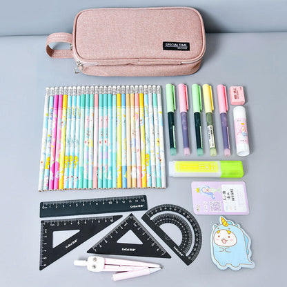 Large Capacity Canvas Pencil Case – Durable Pen Pouch for Office & School