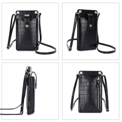 Leather Crossbody Phone Bag with Card Slots for Women – Compact Purse with Adjustable Strap