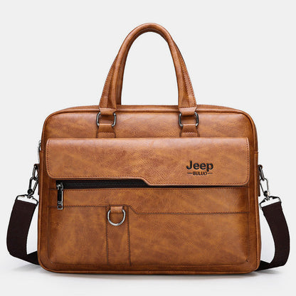Lightweight PU Leather Messenger Bag – Slim Business Briefcase for Men