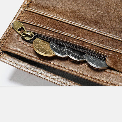 Retro Large Capacity RFID GenuineLeather Wallet