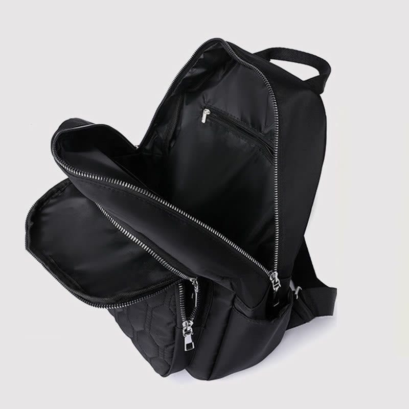 Quilted Nylon Backpack for Women – Stylish Solid Color Travel Daypack