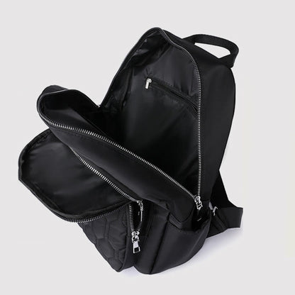 Quilted Nylon Backpack for Women – Stylish Solid Color Travel Daypack