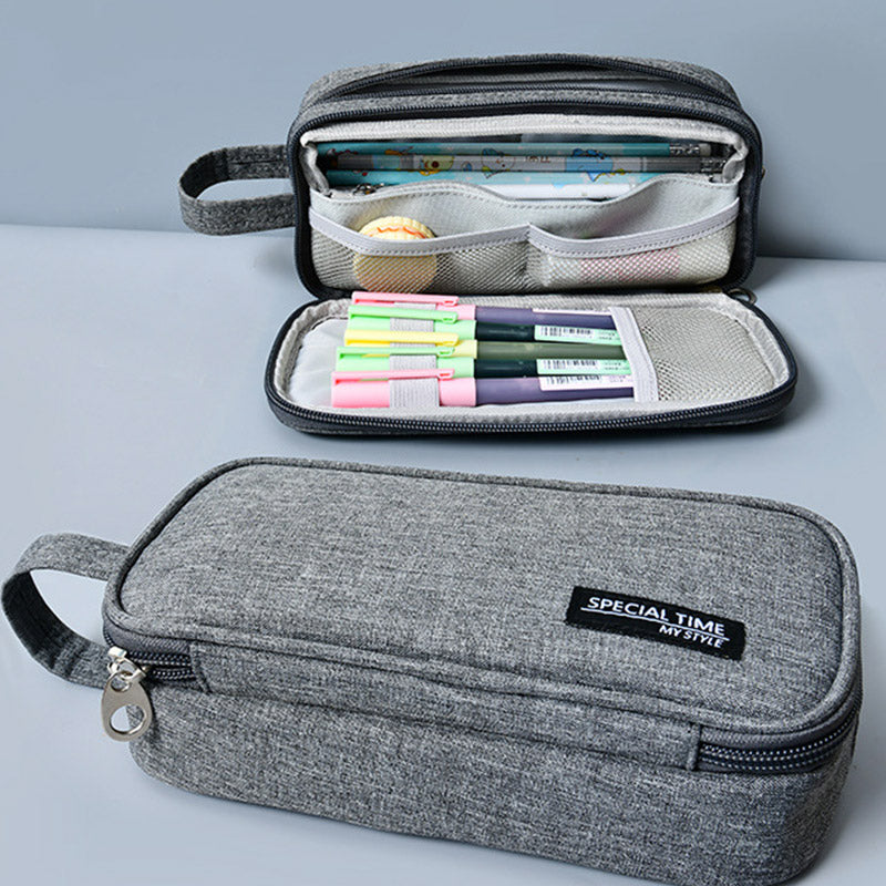 Large Capacity Canvas Pencil Case – Durable Pen Pouch for Office & School