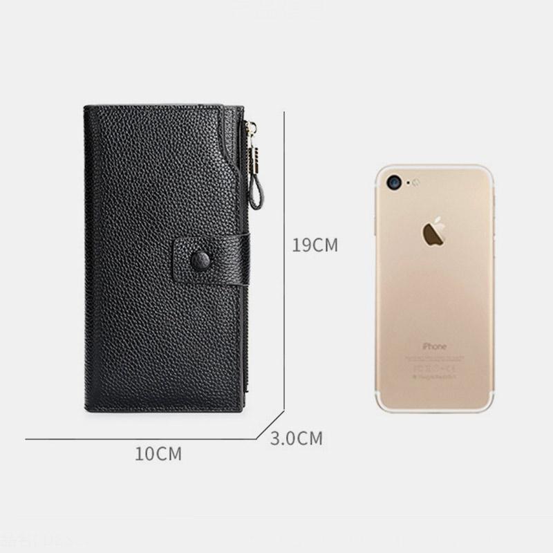 RFID Leather Retro Long Wallet with Zipper Pocket – Large Capacity Purse for Women